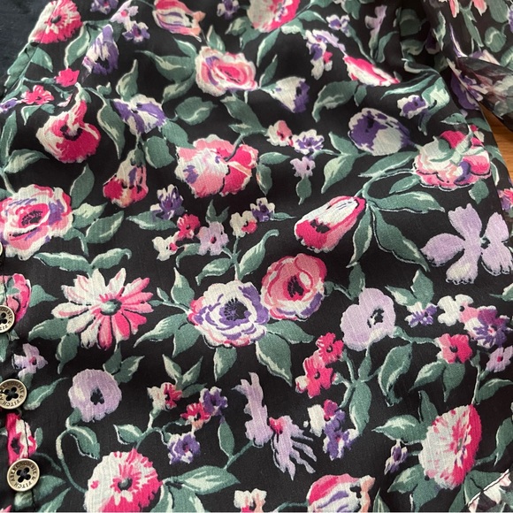 Abercrombie & Fitch Floral Front Button LongSleeve Cropped Blouse Lightweight XS - Picture 5 of 9